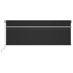 Berkfield Home Manual Retractable Awning with Blind&LED 4x3m Anthracite in Black - thumbnail 3