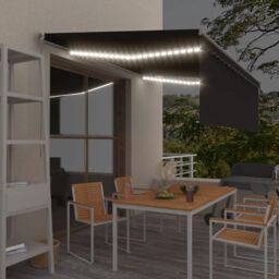 Berkfield Home Manual Retractable Awning with Blind&LED 4x3m Anthracite in Black - thumbnail 1
