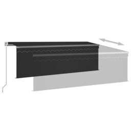Berkfield Home Manual Retractable Awning with Blind&LED 4x3m Anthracite in Black - thumbnail 4