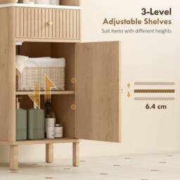 Wyld Haus Fasu Slim Tall Bathroom Cabinet with Soft Close Drawer Oak Effect in Light Oak - thumbnail 7