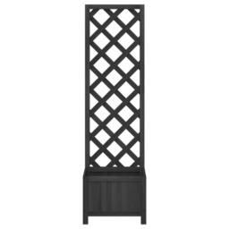 Berkfield Home Planter with Trellis Black Solid Wood Fir - thumbnail 4