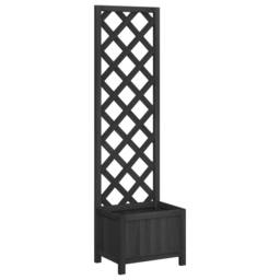 Berkfield Home Planter with Trellis Black Solid Wood Fir - thumbnail 2