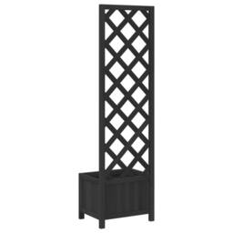 Berkfield Home Planter with Trellis Black Solid Wood Fir - thumbnail 6