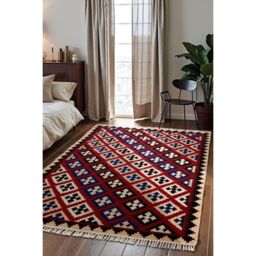 THE RUGS Kamal Kelim Rug - Vintage Design Handwoven Wool Cotton Reversible 3 mm - Size: 120 cm x 170 cm - thumbnail 6