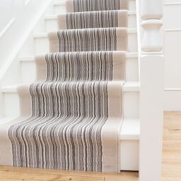 Kukoon Beige Striped Cut to Measure Stair Carpet Runner Rug 80cm Wide - Size: 80 cm x 330 cm - thumbnail 1