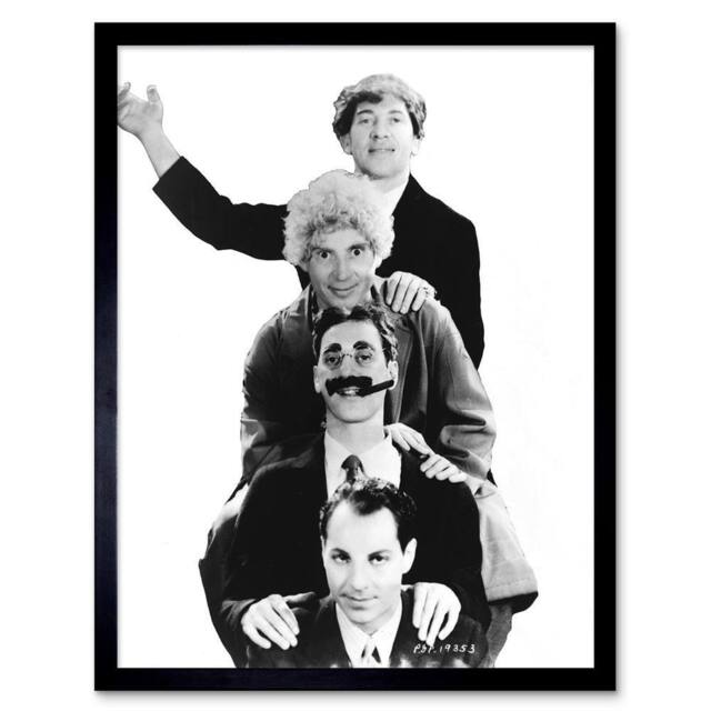 "Artery8 Photography Black White Harpo Groucho Marx Brothers Framed Art Print in Grey - Size: W12"" x H16""" - image 1