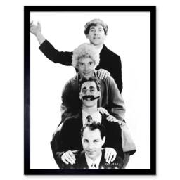 "Artery8 Photography Black White Harpo Groucho Marx Brothers Framed Art Print in Grey - Size: W12"" x H16""" - thumbnail 1