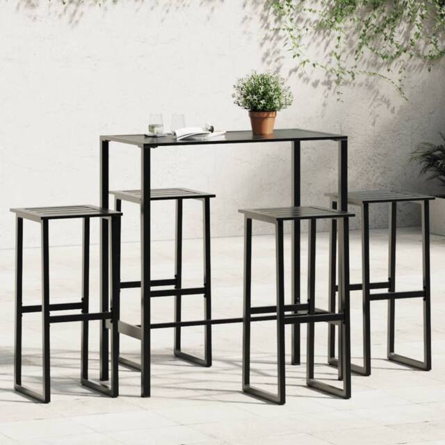 Berkfield Home 5 Piece Garden Bar Set Black Powder-coated Steel - image 1