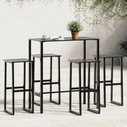 Berkfield Home 5 Piece Garden Bar Set Black Powder-coated Steel - thumbnail 1