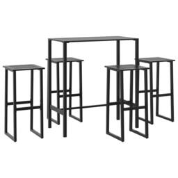 Berkfield Home 5 Piece Garden Bar Set Black Powder-coated Steel - thumbnail 2