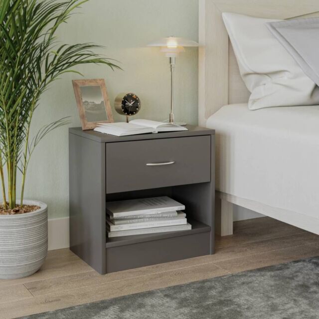 EONLION Set of 2- Modern Single Drawer Nightstand in Dark Grey - image 1