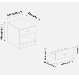 EONLION Set of 2- Modern Single Drawer Nightstand in Dark Grey - thumbnail 2