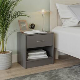 EONLION Set of 2- Modern Single Drawer Nightstand in Dark Grey - thumbnail 4