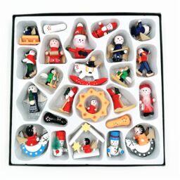 Leaper 24 Wooden Doll Christmas Tree Ornaments Hanging Decor in Red - thumbnail 5