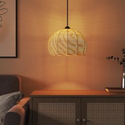 Berkfield Home Ceiling Lamp Shade √ò36x26 cm Iron & Paper in Brown - Size: 36x26 cm - thumbnail 3