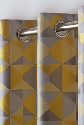 Alan Symonds Skandi Geometric Jacquard Fully Lined Eyelet Curtains in Yellow - Size: 229 cm width x 183 cm drop - thumbnail 2