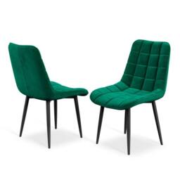 More4Homes Arlo White Marble Top W Black Legs + Nova Velvet Dining Chair Set Of 4 in Green - thumbnail 7