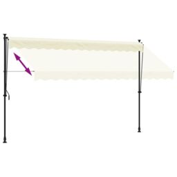 Berkfield Home Retractable Awning Cream 350x150 cm Fabric & Steel - thumbnail 6