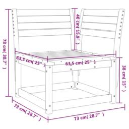 Berkfield Home Garden Sofa Corner White 73x73x78 cm Solid Wood Pine - Size: 73 x 73 x 78 cm - thumbnail 8