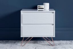 Time4sleep Fusion 2 Drawer White Bedside With Pink Copper Feet - thumbnail 2