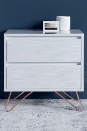 Time4sleep Fusion 2 Drawer White Bedside With Pink Copper Feet