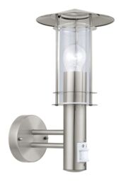 Loops IP44 Outdoor Wall Light & PIR Sensor Stainless Steel Lantern 1x 60W E27 Bulb in Metallics