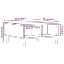 Berkfield Home Coffee Table Old Wood 60x60x30 cm Engineered Wood in Brown - Size: 60 x 60 x 30 cm - thumbnail 9