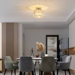 Goeco Modern Crystal Ceiling Light Silver Round Chandelier Crystal E27 22cm - thumbnail 8