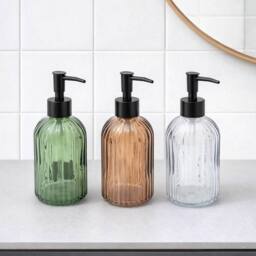 Candlelight Apothecary Glass Soap Dispenser With Black Pump in Grey - thumbnail 5