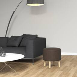 Wyld Haus Roli Linen Look Dark Brown Round Storage Ottoman - thumbnail 9