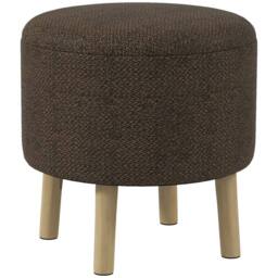 Wyld Haus Roli Linen Look Dark Brown Round Storage Ottoman - thumbnail 2