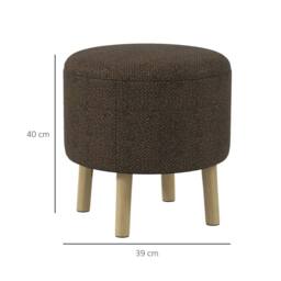 Wyld Haus Roli Linen Look Dark Brown Round Storage Ottoman - thumbnail 4