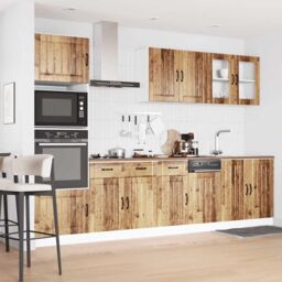 Berkfield Home 7 Piece Kitchen Cabinet Set Kalmar Old Wood Engineered Wood in Brown - thumbnail 3