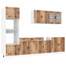 Berkfield Home 7 Piece Kitchen Cabinet Set Kalmar Old Wood Engineered Wood in Brown - thumbnail 2