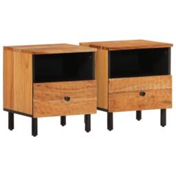 Berkfield Home Bedside Cabinets 2 pcs 40x33x46 cm Solid Wood Acacia in Brown - Size: 40 x 33 x 46 cm - thumbnail 1