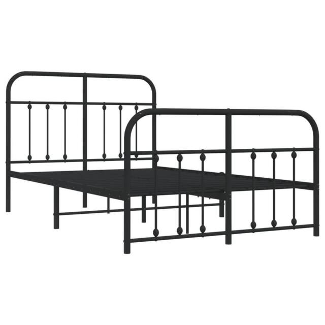 Berkfield Home Metal Bed Frame with Headboard & Footboard Black 120x200 cm - Size: Small Double - image 1