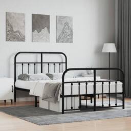 Berkfield Home Metal Bed Frame with Headboard & Footboard Black 120x200 cm - Size: Small Double - thumbnail 2