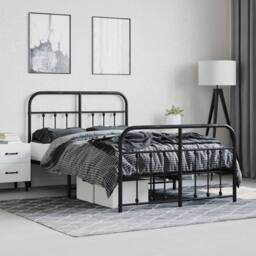 Berkfield Home Metal Bed Frame with Headboard & Footboard Black 120x200 cm - Size: Small Double - thumbnail 4