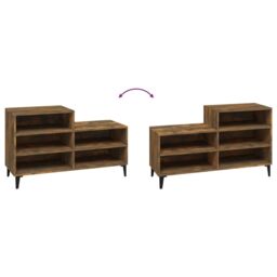 Berkfield Home Shoe Cabinet Smoked Oak 102x36x60 cm Engineered Wood in Brown - Size: 102 x 36 x 60 cm - thumbnail 5