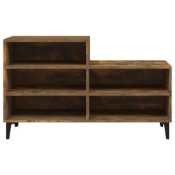 Berkfield Home Shoe Cabinet Smoked Oak 102x36x60 cm Engineered Wood in Brown - Size: 102 x 36 x 60 cm - thumbnail 3