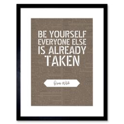 "Artery8 Wall Art Print Dictionary Page Quote Oscar Wilde Be Yourself Artwork Framed 9X7 Inch in Black - Size: W7"" x H9""" - thumbnail 1