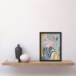 Artery8 Flamingo Bird Pastel Colour Nature Design Framed Art Print in Pink - Size: A4 - thumbnail 4