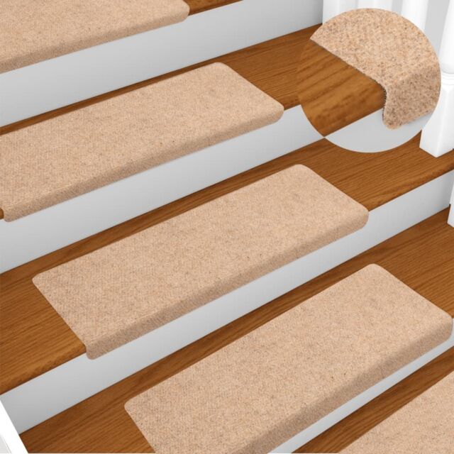 Berkfield Home Stair Mats 15 pcs Needle Punch 65x21x4 cm Brown - Size: Medium - image 1
