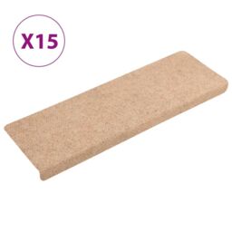 Berkfield Home Stair Mats 15 pcs Needle Punch 65x21x4 cm Brown - Size: Medium - thumbnail 2