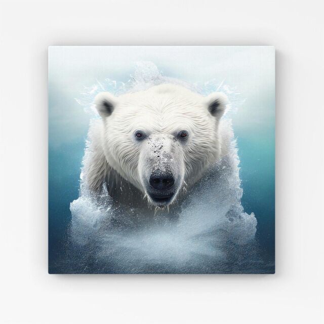 Warren Reed - Designer Polar Bear Splashart Canvas in White - Size: w10 inch x h10 inch - image 1