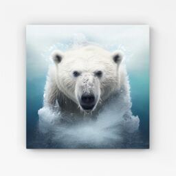 Warren Reed - Designer Polar Bear Splashart Canvas in White - Size: w10 inch x h10 inch - thumbnail 1