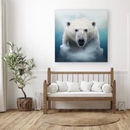 Warren Reed - Designer Polar Bear Splashart Canvas in White - Size: w10 inch x h10 inch - thumbnail 3