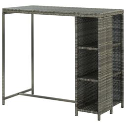 Berkfield Home Bar Table with Storage Rack Grey 120x60x110 cm Poly Rattan - Size: 120 x 60 x 110 cm - thumbnail 4