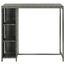 Berkfield Home Bar Table with Storage Rack Grey 120x60x110 cm Poly Rattan - Size: 120 x 60 x 110 cm - thumbnail 2