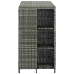 Berkfield Home Bar Table with Storage Rack Grey 120x60x110 cm Poly Rattan - Size: 120 x 60 x 110 cm - thumbnail 3
